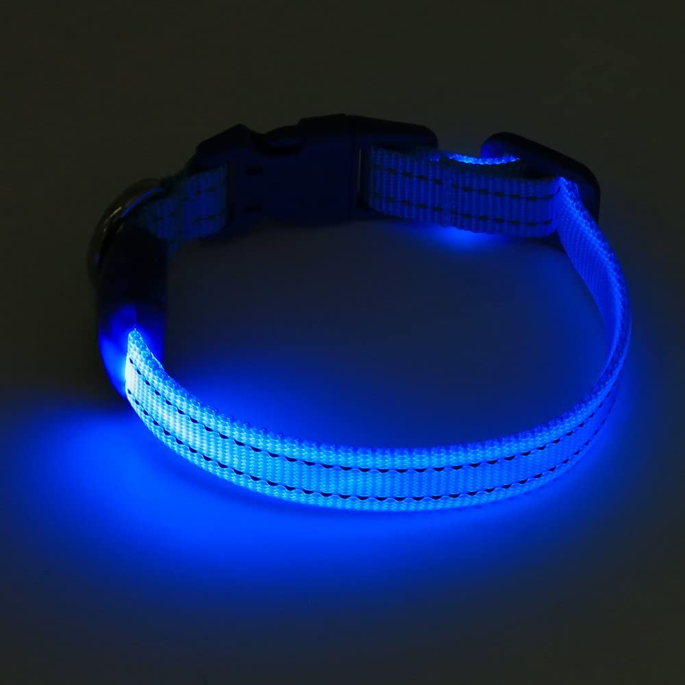 LED Dog Collar Rechargeable - Light up Dog Collar Reflective Glowing Pet Collars, Adjustable Puppy Collar Safety Dog Lights for Night Walking for Small Dogs& Cats (XS, Royal Blue)